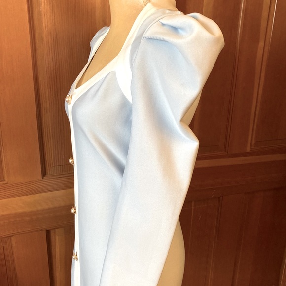 Baby Blue Sweetheart Neck Bodycon Dress - Picture 4 of 13